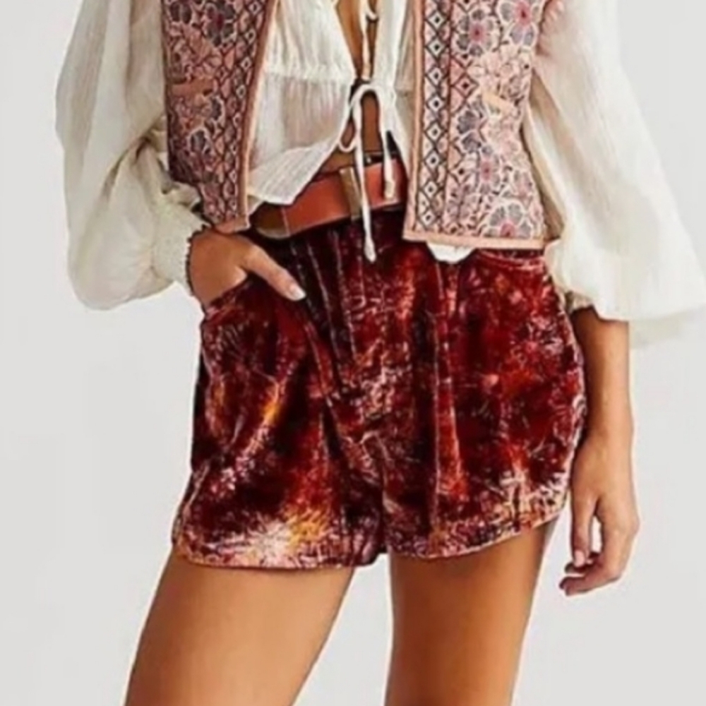 Free People Velvet Burnt Red Shorts
